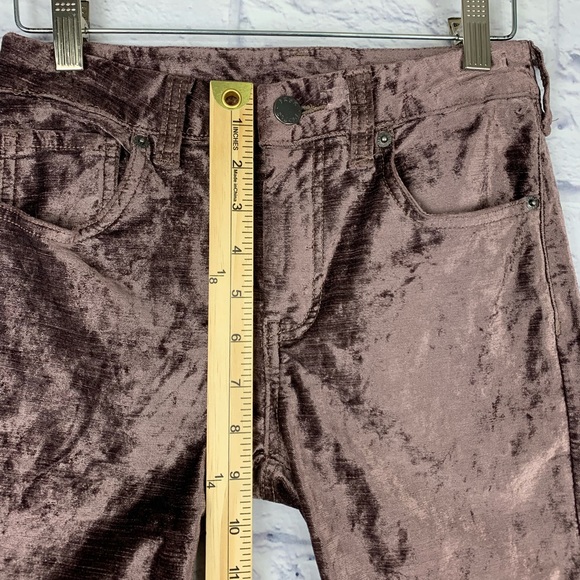 Free People Taupe Brown Velvet Cropped Flare Pants Size 24 Bohemian 90’s Y2K - Picture 14 of 15